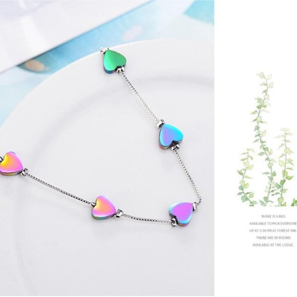 NEW 925 Sterling Silver Gradient Heart Bracelet - Picture 6 of 8